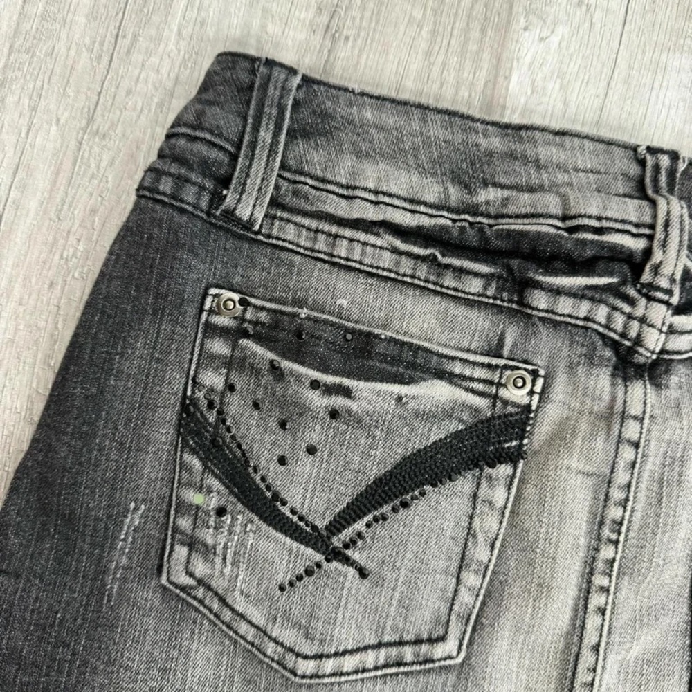 Women’s Distressed Washed Black Denim Mini Skirt - Picture 5 of 5